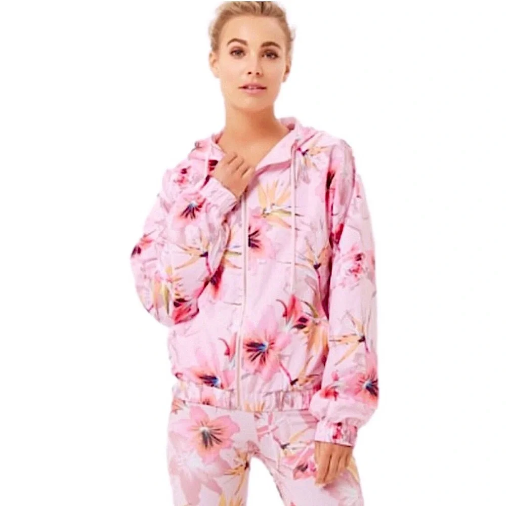 Pink floral windbreaker jacket - Picture 2 of 8
